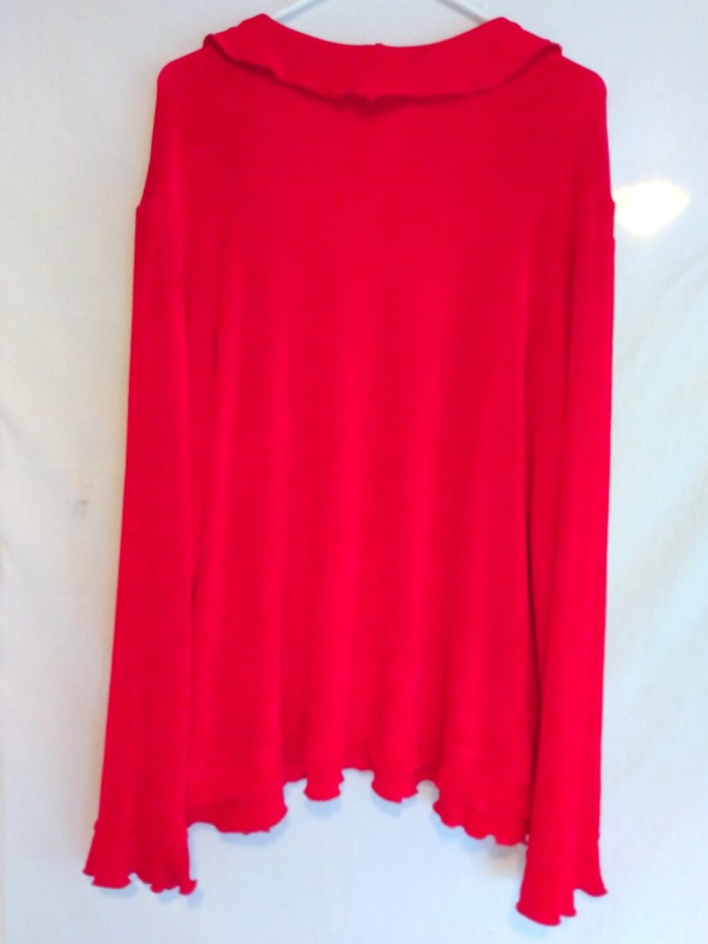 Vintage Channa Red Slinky Stretch Draped Open Front Cardigan XL Travel Y2K Work - Picture 7 of 8